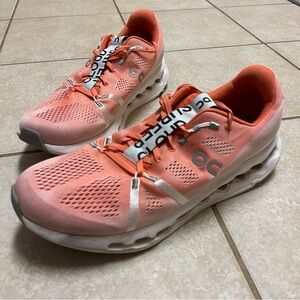 On Running Cloudsurfer Running Shoes Mens Sz 12.5‎ Flame Orange White Sneakers
